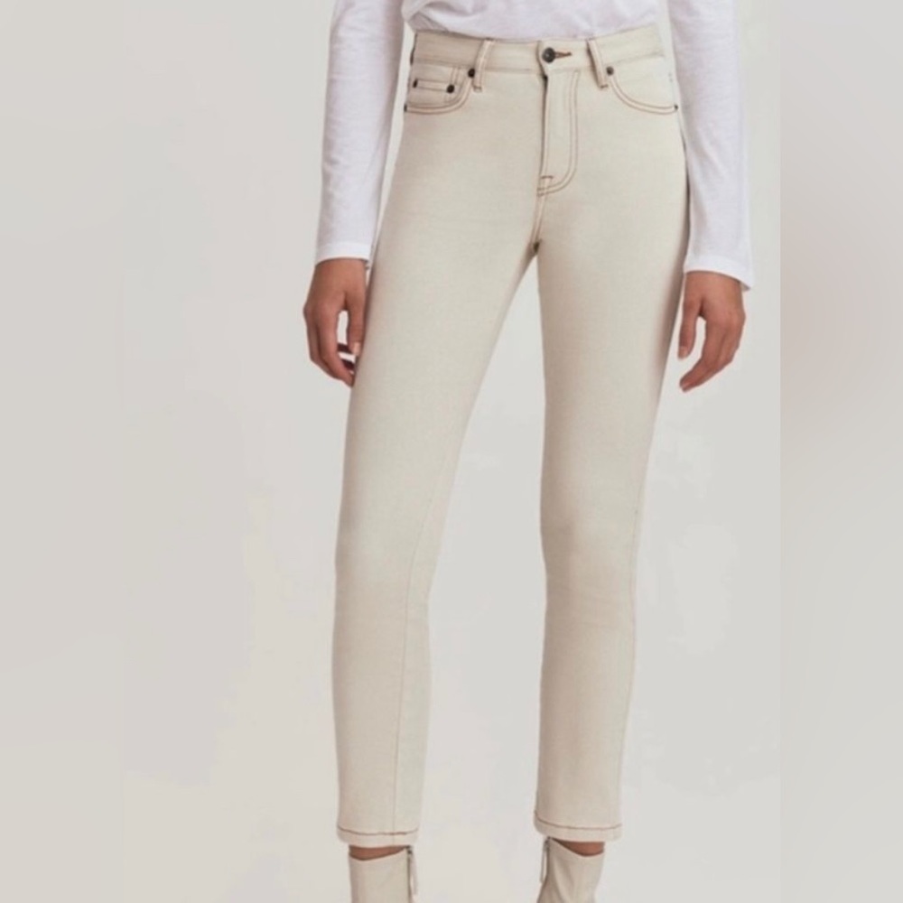 SOMETHING NAVY High Waisted Straight Leg Jean Cream Wash Size 2